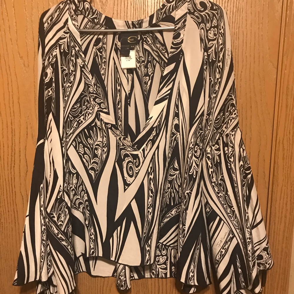 Cavalli silk blouse with bell sleeves